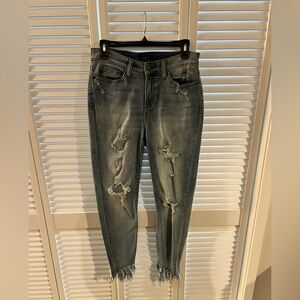 Judy Blue Distressed Gray Ankle Jeans